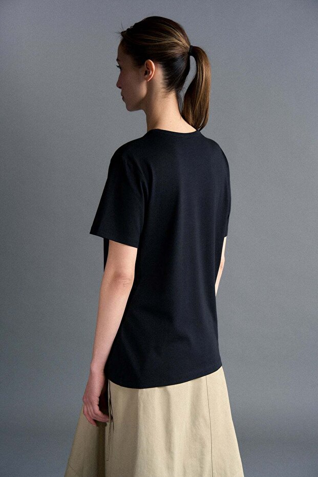 Μαύρο Βασικό Modal T-shirt - 6
