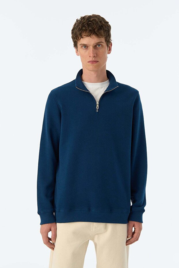Basic Supersoft Quarter-Zip Sweatshirt - Navy Blue - 6