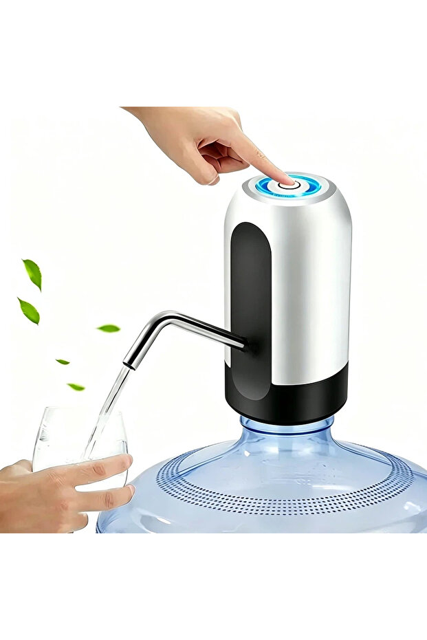 White 1Pc USB Rechargeable Electric Water Bottle Pump Automatic Drinking Water Dispenser with Power