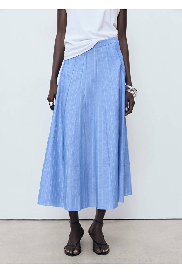 Striped Linen Blend Skirt