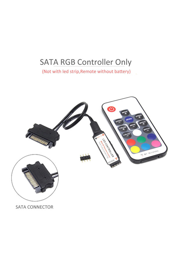 SATA RGB Controller DC 12V SATA RGB Led Controller RF17 Keys Remote Wireless Large 4Pin Molex Contro