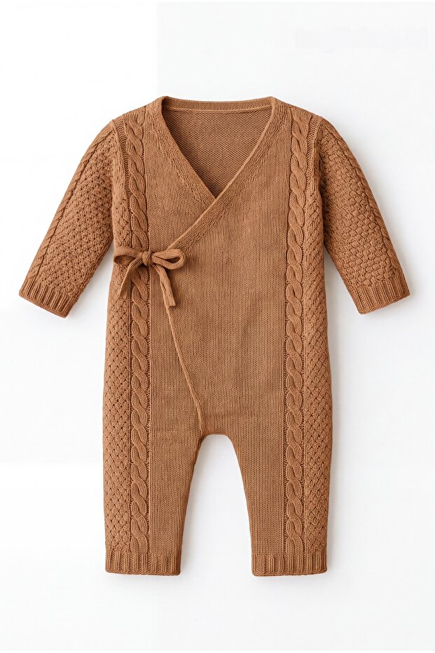 Baby Kimono Lace-Up Knitted Jumpsuit Knitwear 0-1 Years Unisex