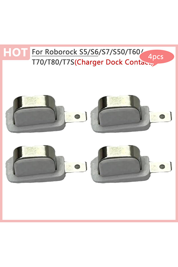 white 4pcs Replaceable Charger Dock Contact For Roborock S5 /S6 /S7 /S50 /T60 /T70 /T80 /T7S Vacuum