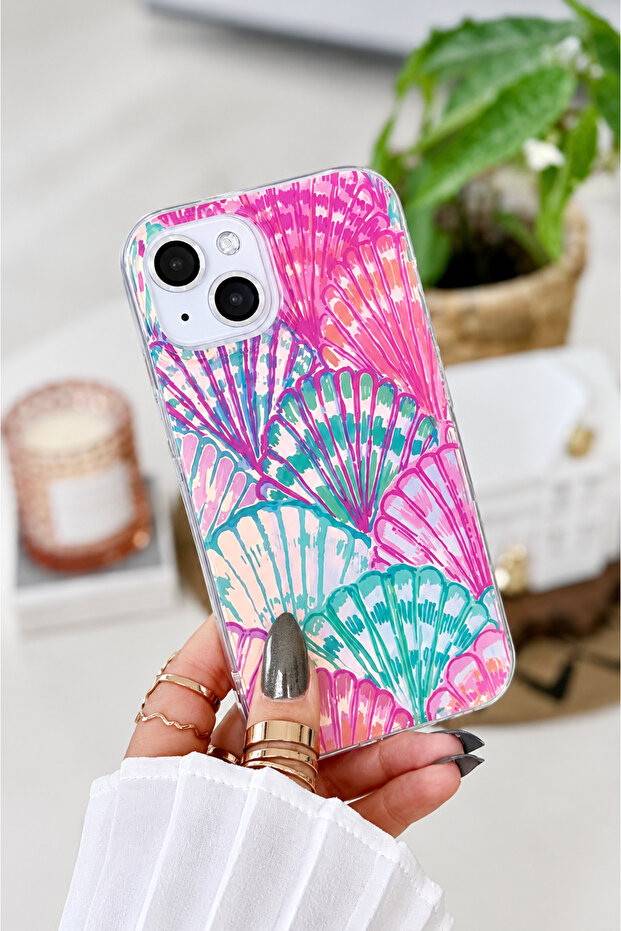 iPhone 15 - 14 - 13 Compatible Sea Shell Color Gradient Glossy Design Silicone Case