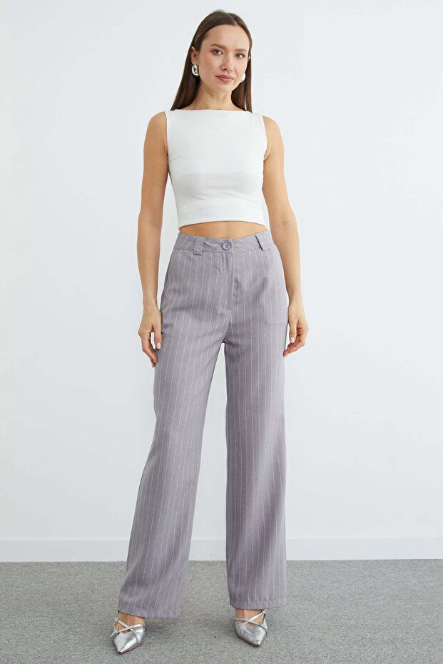 Striped High Waist Palazzo Trousers