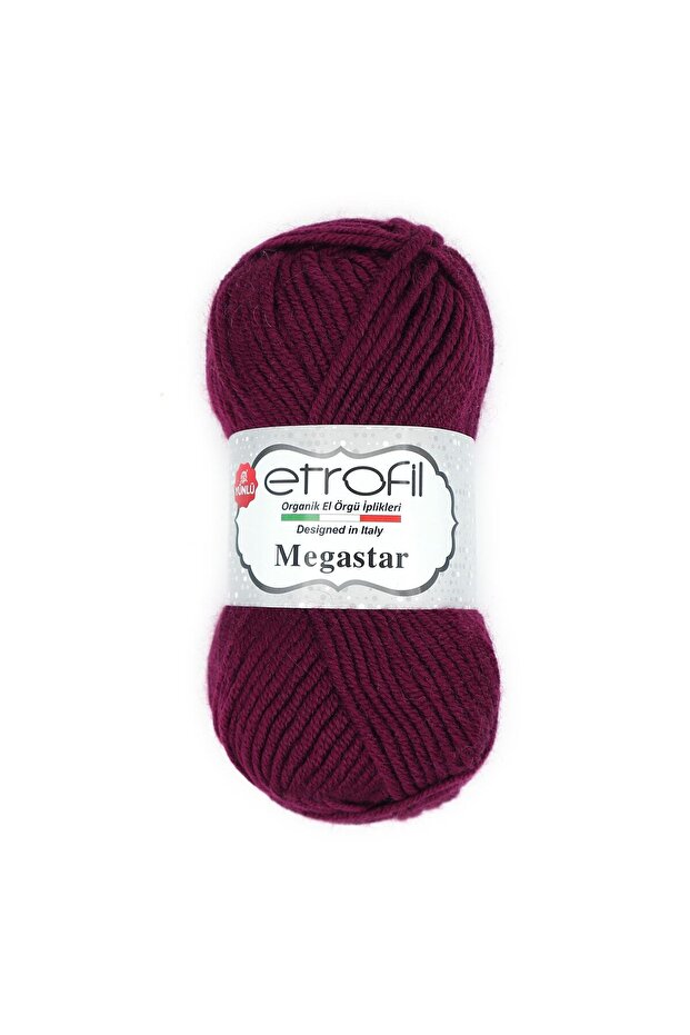 Megastar Knitting Yarn Eggplant Purple 75% Acrylic 25% Wool 100g 110m (70609)