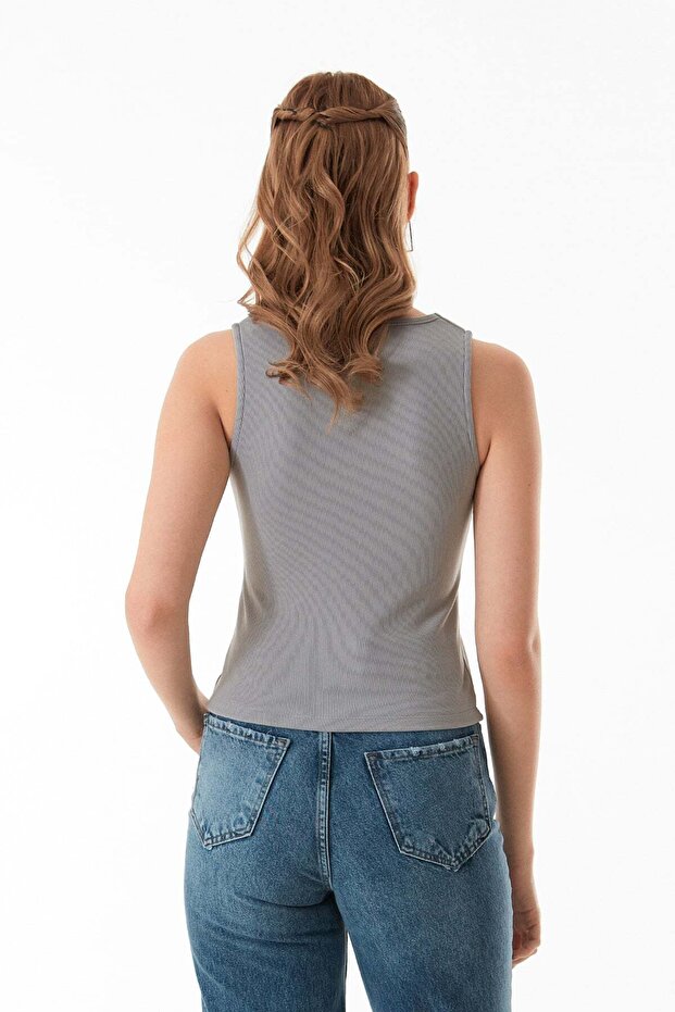 Basic Corded Buttoned Vest - 3