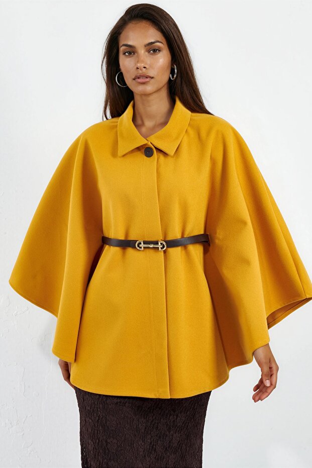 Bdart Belted Tweed Cape Coat