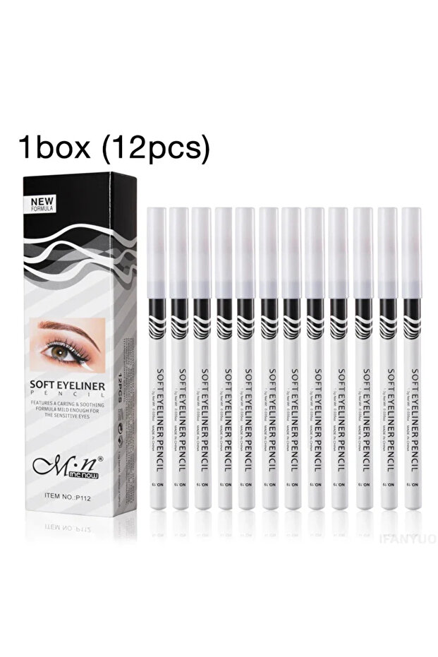 1 Box(12pcs) 12pcs White Eyeliner Makeup Smooth Easy To Wear Eyes Brightener Highlighter Waterproof
