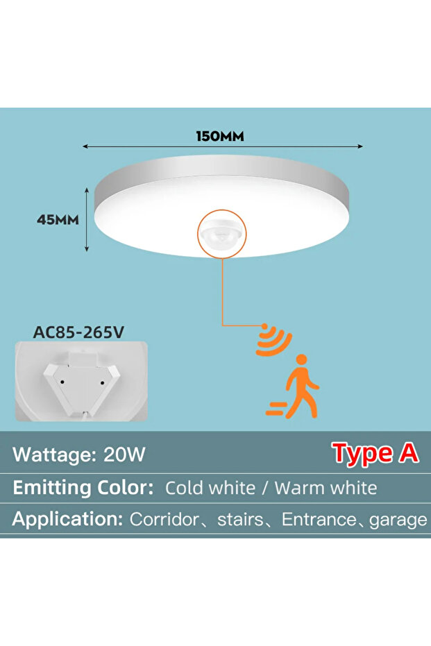 Cold White 20W Motion Sensor Radar Sensor LED Ceiling Lights 20W 30W Motion Sensor Lighting for Porc