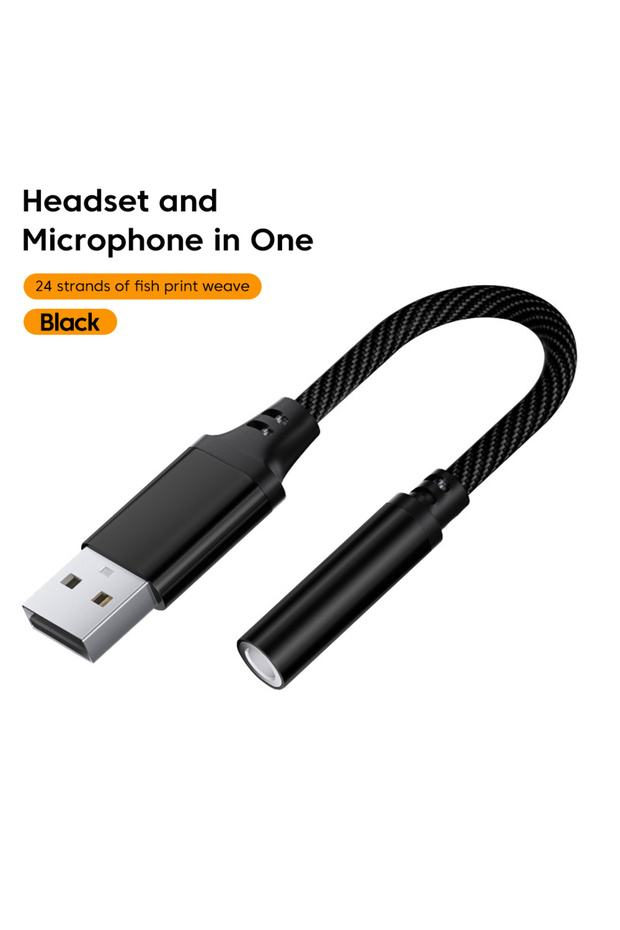 محول سماعة أذن USB إلى 3.5 مم أسود، محول صوت 3.5 جاك لأجهزة الكمبيوتر المحمولة PS4، USB إلى 3.5 مم، سماعة رأس