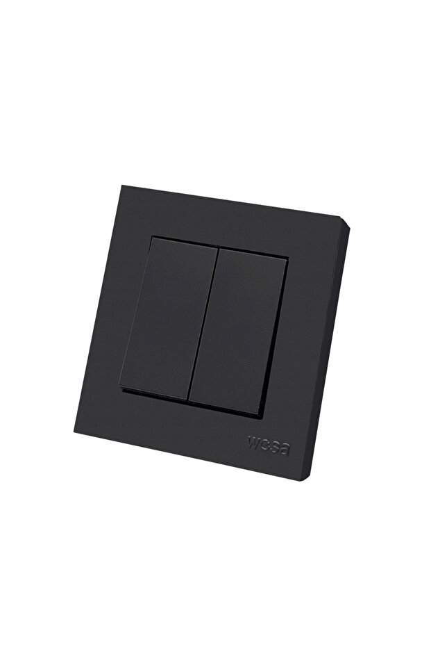 2 Gang 1 Way Switch Black Classic EU Standard Flame Retardant 1 Gang 1 Way Spray Plastic Panel Butto