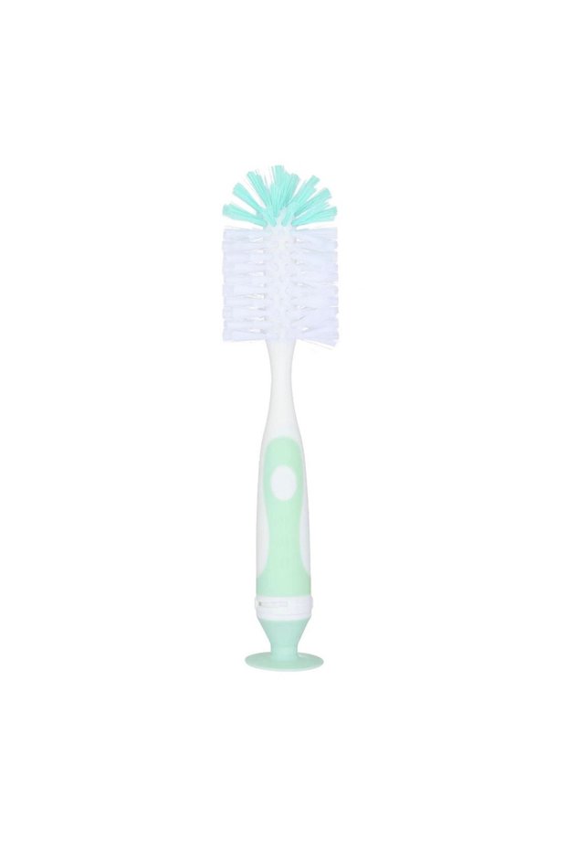 green 2-in-1 Bristle Bottle Brush with Nipple Brush and Suction Cup, Nylon Baby Bottle Cup Brush, D