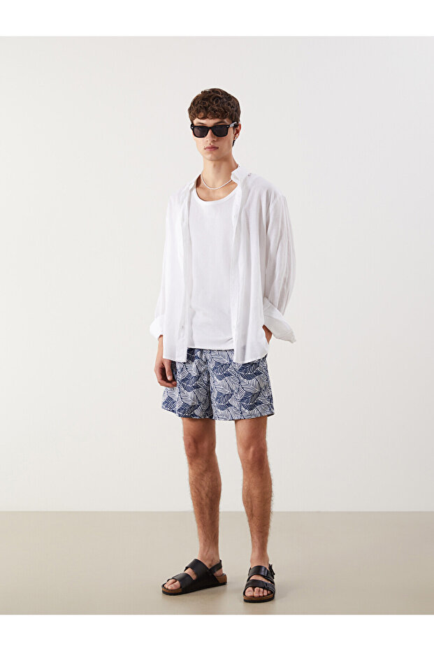 Swim Shorts - Dark blue - Patterned