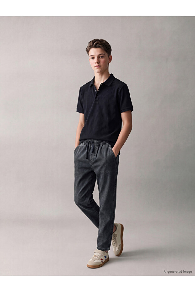 Nevavm Loose Fit Boy's Jean Pants with Difference in Color