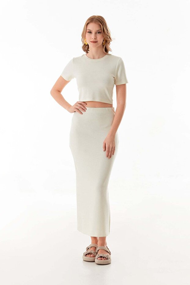 Basic Modal 2 Piece Crop Skirt Set
