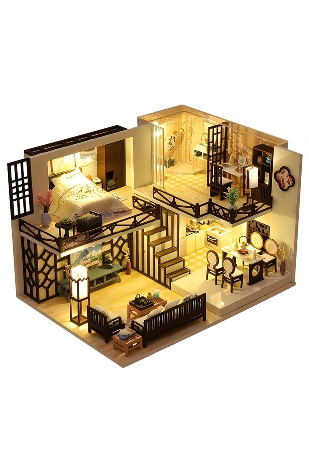 Dark Khaki 1pc,Diy Wooden Doll House,Assembly Model Kit,3d Puzzle, Birthday Christmas Gifts for Teen