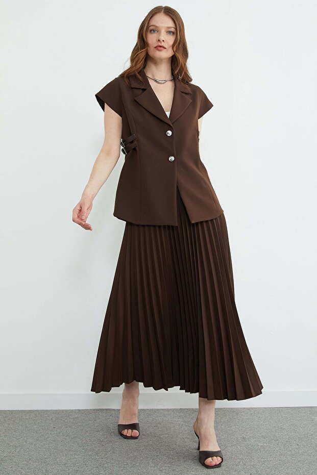 Belt Detailed Vest Skirt 2-Piece Set