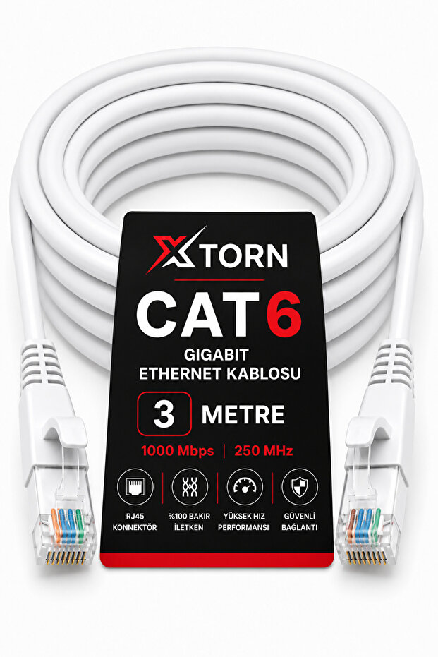 كابل إيثرنت CAT6 بطول 3 أمتار RJ45 LAN كابل إنترنت ومودم وراوتر للكمبيوتر