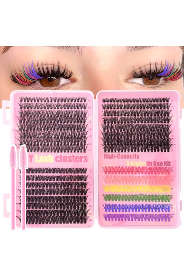 MIX Style-A 120/240/392/600 Pcs False Eyelashes Beginners DIY Rainbow Colored Eyelashes at Home - Dr