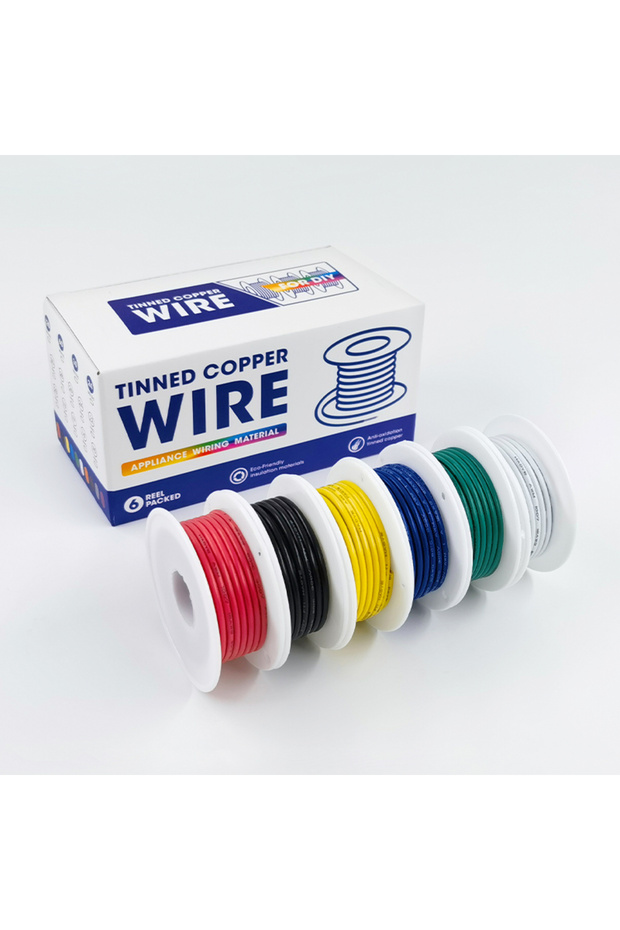 22AWG 6x10M PVC Wire 6 Colors Mix Kit--UL1007 Wire PVC Insulation Tinned Copper Cable 30 28 26 24 22