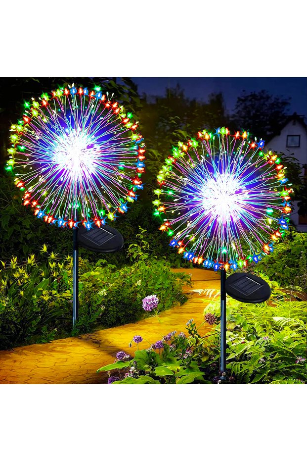 2pcs 420LED RGB Solar Lights for Outdoor Garden 60/200/420LED Dandelion Lighting Stake Solar Firewor