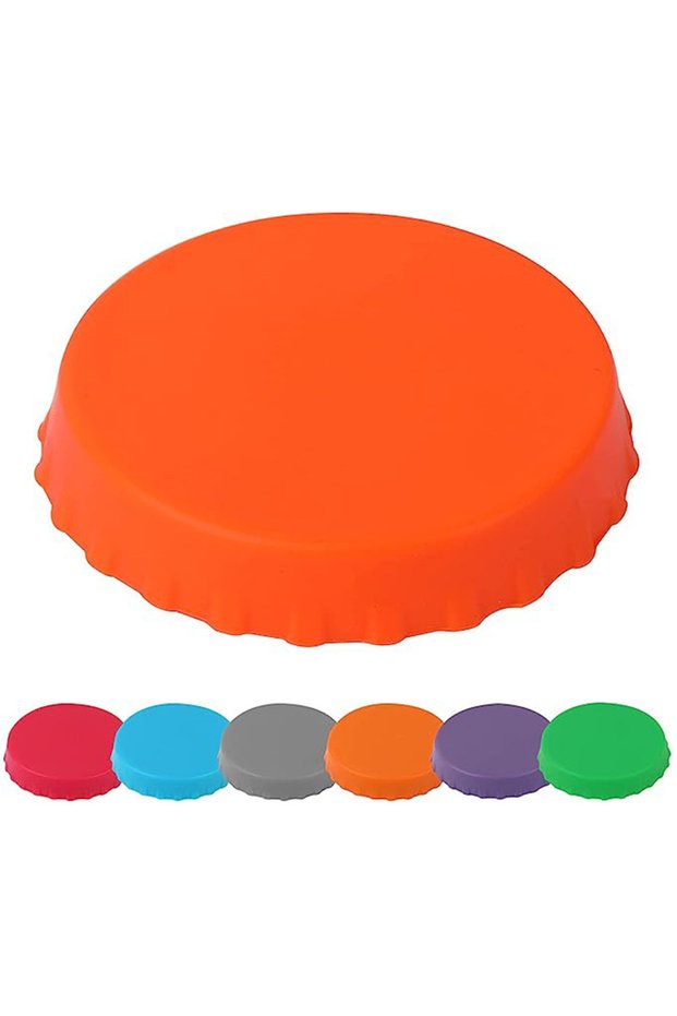 Orange 2pcs Food-grade Silicone Cola Cap Leak-proof Sealed Can Cap Reusable Beer Dust-proof Cap Can