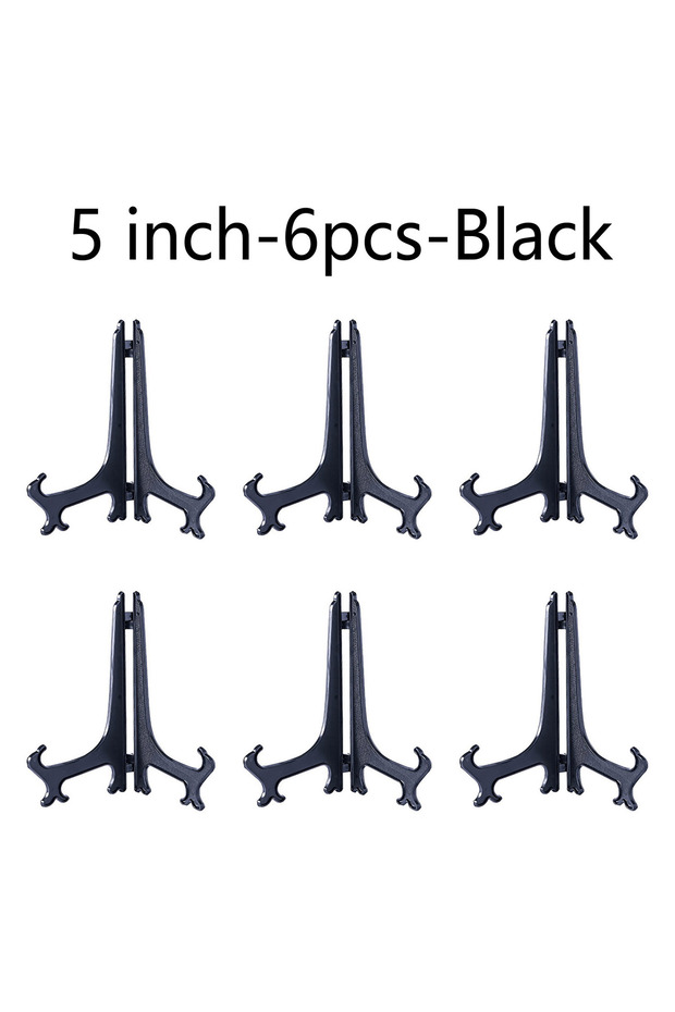 5 Inch-6 PCS-Black Plastic Acrylic Easels or Stand/Plate Holders to Display Pictures or Other Items