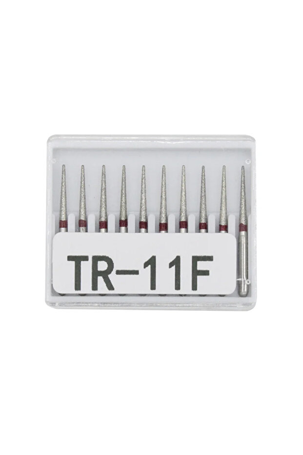 مجموعة رؤوس حفر ماسية للأسنان TR-11F، 10 قطع/مجموعة، قطر FG، مقبض عالي السرعة 1.6 مم، TC/TF/TR/BC/D