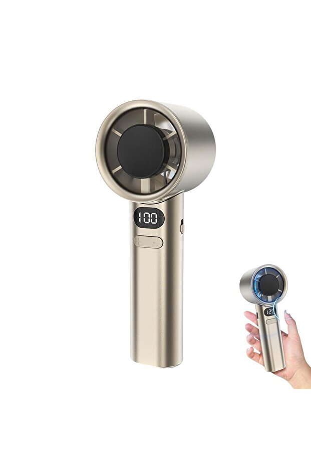Golden Portable Handheld Fan with 120 Wind Speeds USB Rechargeable Bladeless High-Speed Electric Coo