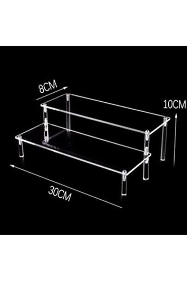 حامل عرض أكريليك متين مكون من طبقتين و1-4 طبقات بحجم 30x8x10 سم لحامل عرض الكب كيك والعطور والدمى