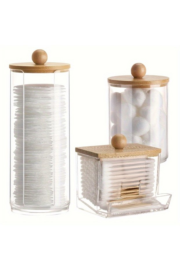 3pcs A 3pcs Cotton Swab Holder Bathroom Dispenser Storage Cotton Ball, Cotton Swab, Cotton Round Pad