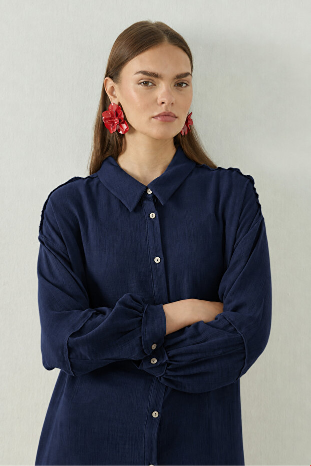 Muslin Shirt Navy Blue