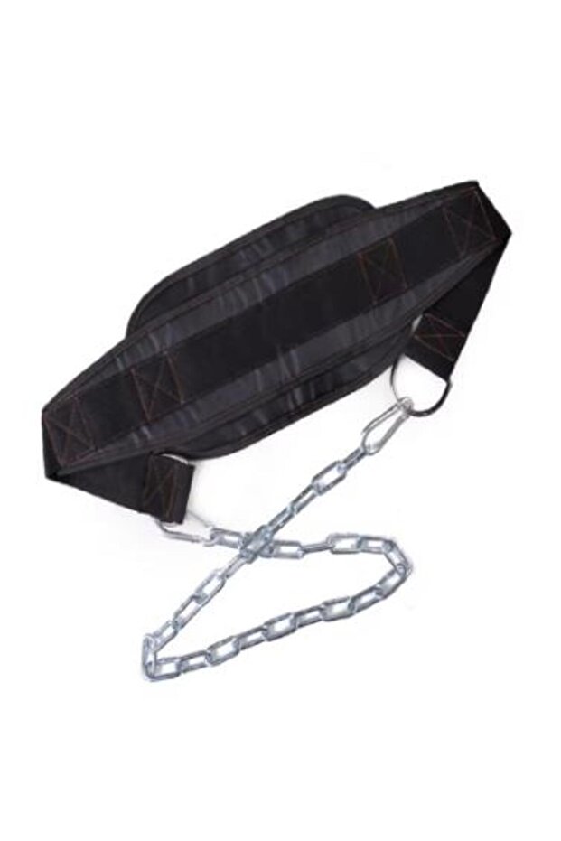 black Weight Lifting Dip Belt Neoprene Back Gym Belt with Chain for Fitness Bodybuilding Pull up Str