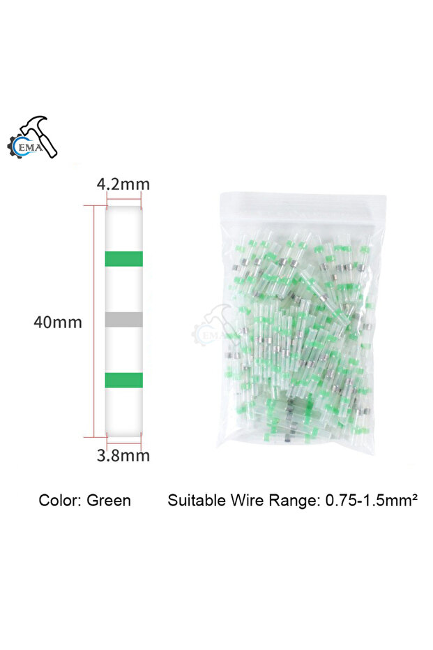 100PCS green 100/200PCS Heat Shrink Connectors Sleeve Tube Terminals Electrical Butt Splice Wire Con