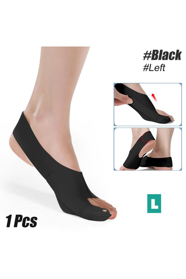 Black-Left-L 1pc Toe Separator, Bunion Relief Toe Straightener for Athletes and Dancers, Women's Toe