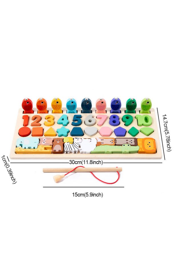 4-in-1 Toddler Montessori Toys Shape & Number Matching,Fishing Game,Animal PuzzleTo Exercise Fine Mo
