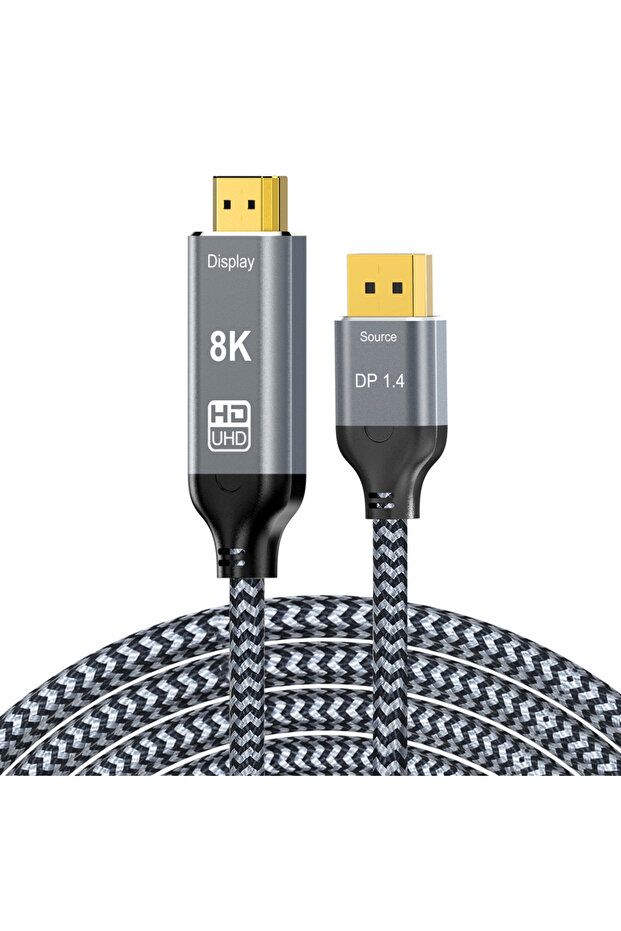 3m Grey DisplayPort to HDMI Cable 8K@60Hz 4K@122Hz 2K@144Hz DP1.4 Source to HDMI 2.1 Display Uni-Dir