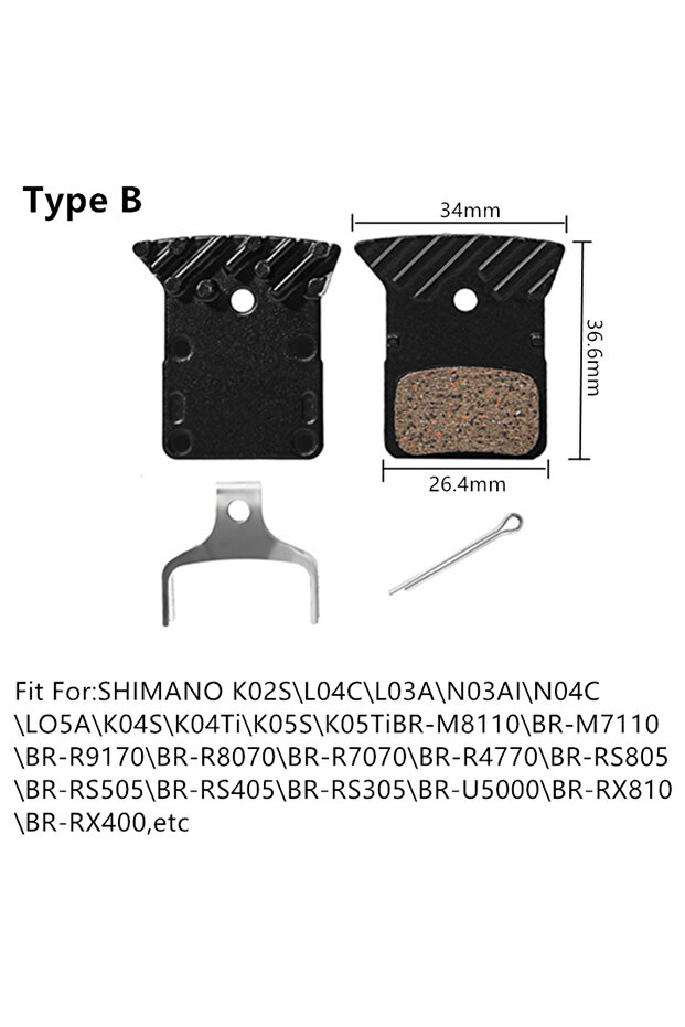 B For K02S Bicycle Ceramic Disc Brake Pads Cooling Fins Ice Tech For Shimano XT SLX Deore DURA ACE U