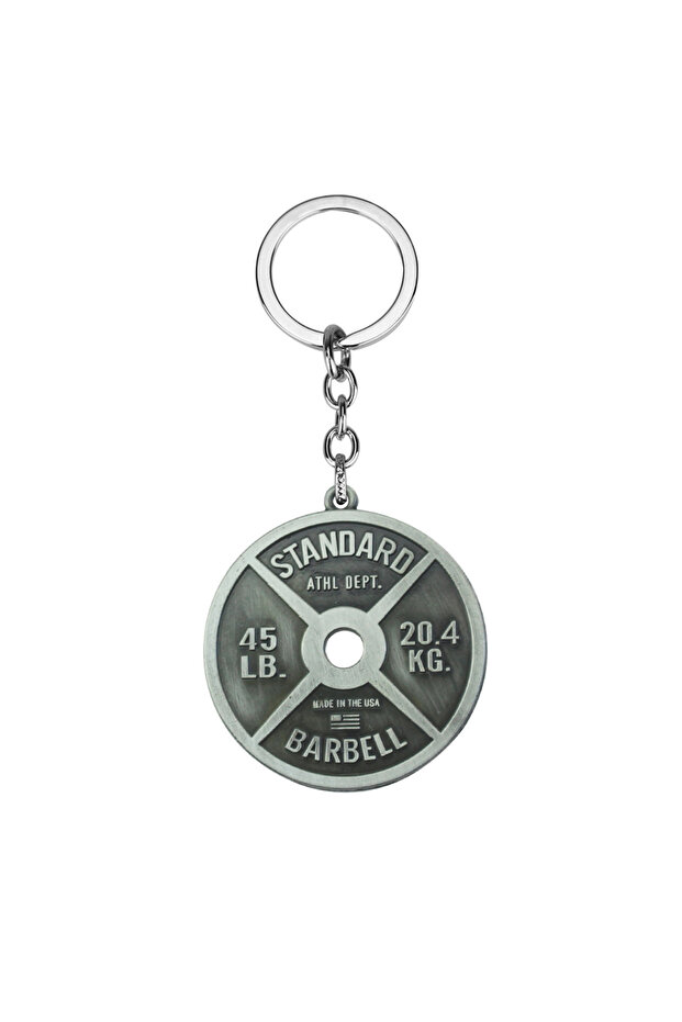 K454-silver Vintage Punk Weightlifting Plates 45 LB Barbell Dumbbell Pendant Keychain Fashion Trend