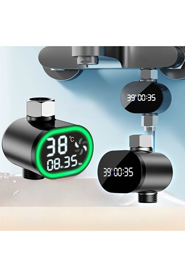 Water Thermometer Bathroom Led Display Shower Thermometer Black Shower Temperature Display 4-inch...