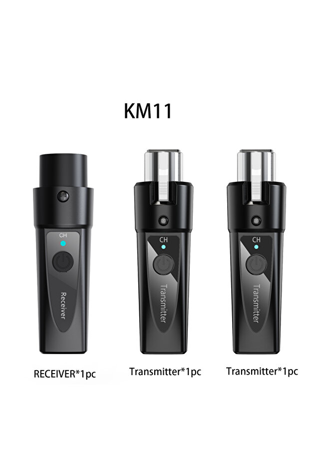 جهاز إرسال واستقبال ميكروفون لاسلكي KM11 XLR، نظام ميكروفون لاسلكي بتردد 2.4 جيجاهرتز، قابل لإعادة الشحن