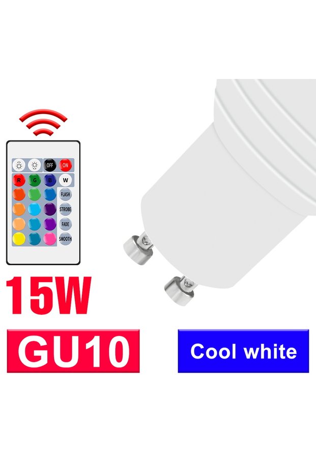 Milky White 15W GU10 Cold White 15W RGBW LED Light Bulb E27/E26 Colorful Spotlight GU10 Ceiling Lamp
