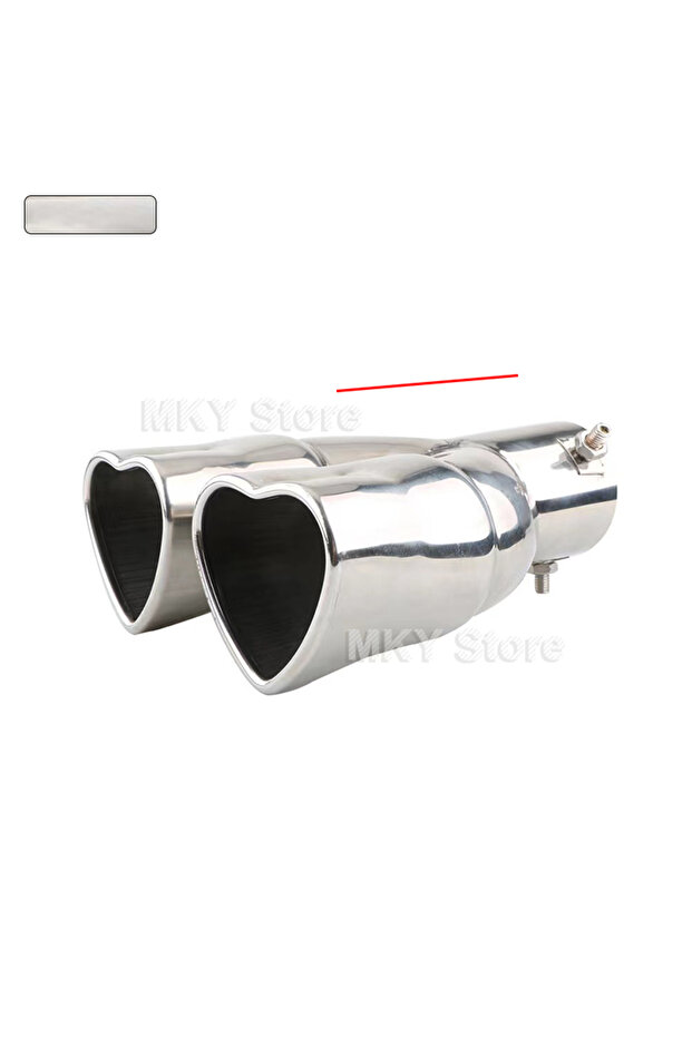 Straight silver Universal Heart Shaped Car Exhaust Tail Pipe Muffler 2.5 inch Heart Edge Car Stainle