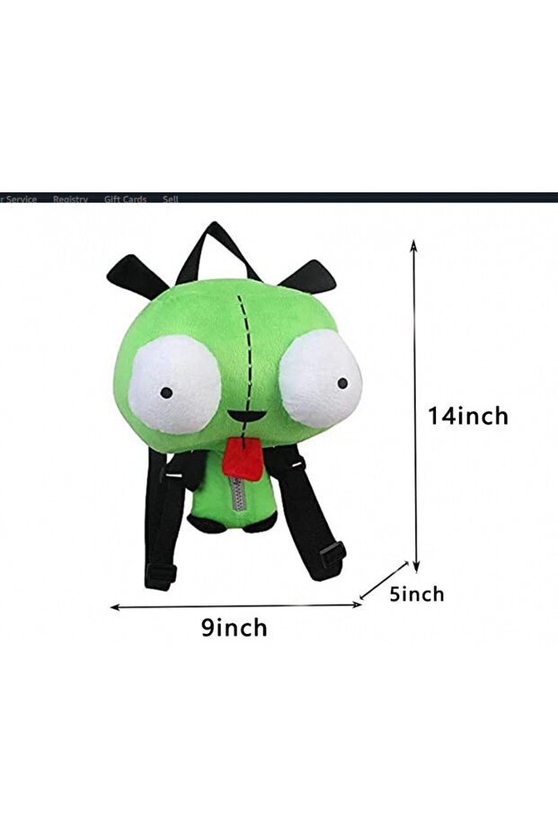 a 2024 New Alien Invader Zim 3D Eyes Robot Gir Knapsack Cute Stuffed Plush Green Kawaii Plush Doll K