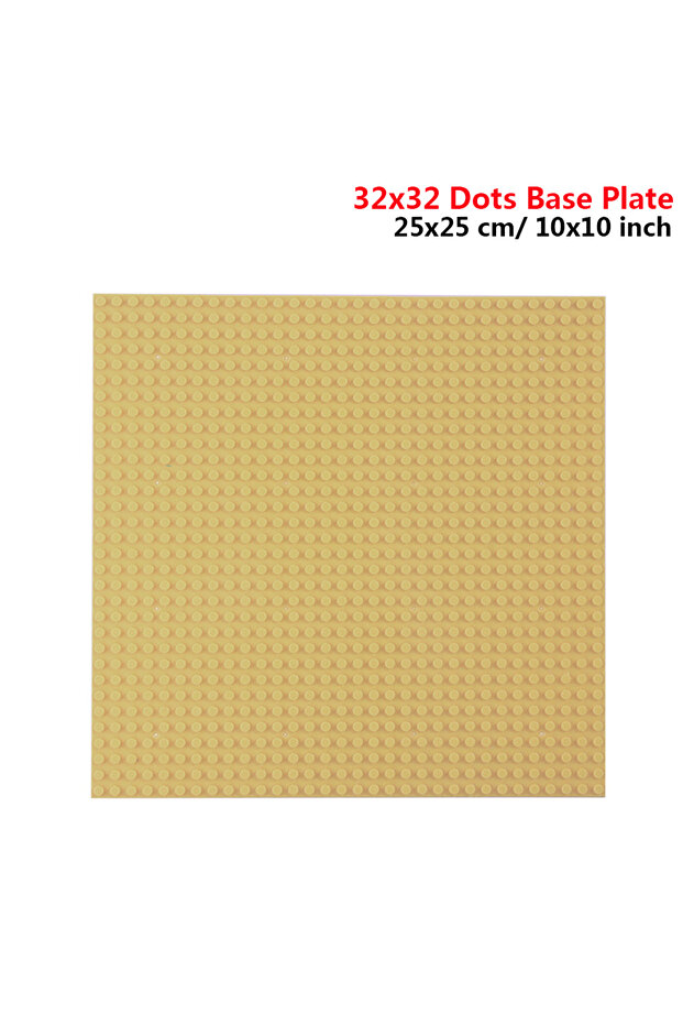 لوحة أساسية كلاسيكية للبناء بحجم 32×32 نقطة بلون بيج، 32×32 و 32×16 نقطة، قطع بناء صغيرة الحجم للتركيب الذاتي