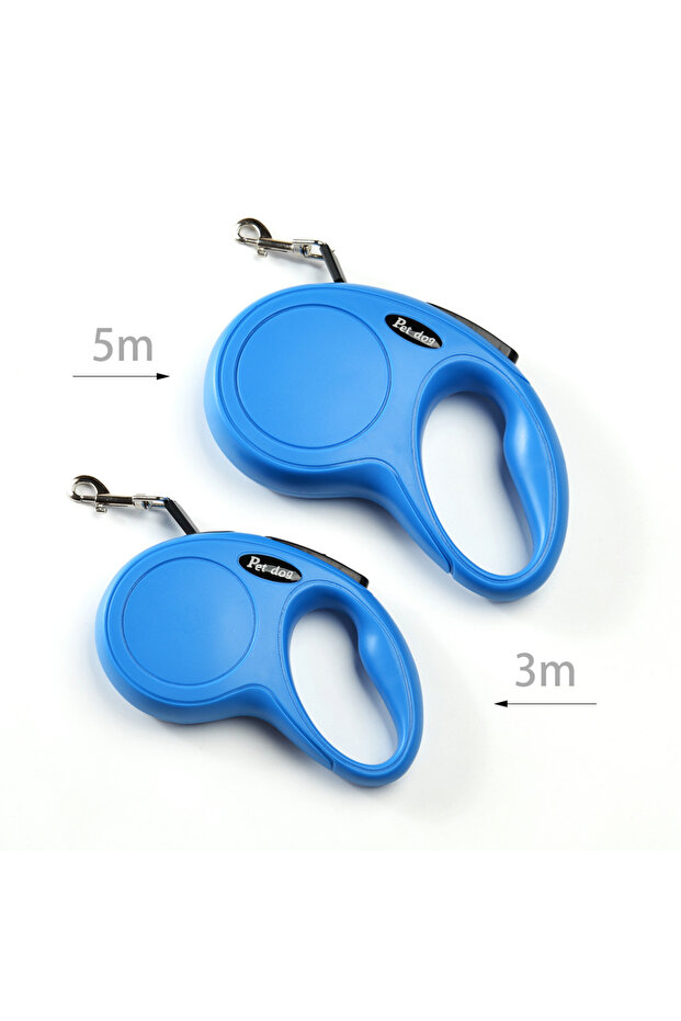 5m (16.4ft) Blue Nylon Dog Leash Automatic Retractable Puppy Lead Outdoor Hiking Extending Pet Tract