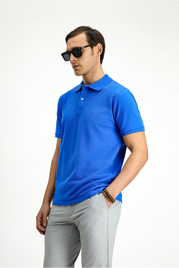 Regular Fit Embroidered Cotton Polo Collar T-Shirt