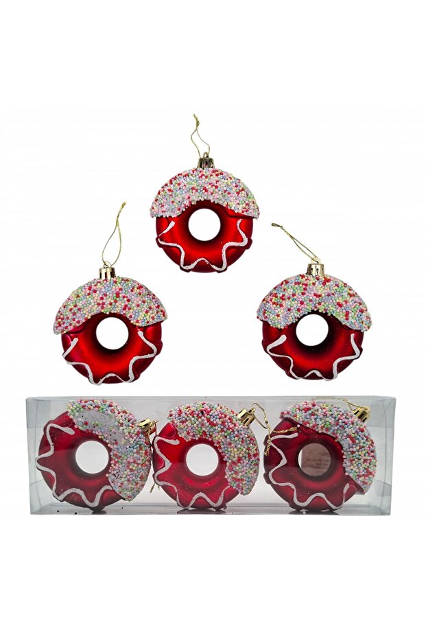 Hangable Christmas New Year Tree Ornament Donut 8cm Christmas New Year Ornaments Donuts