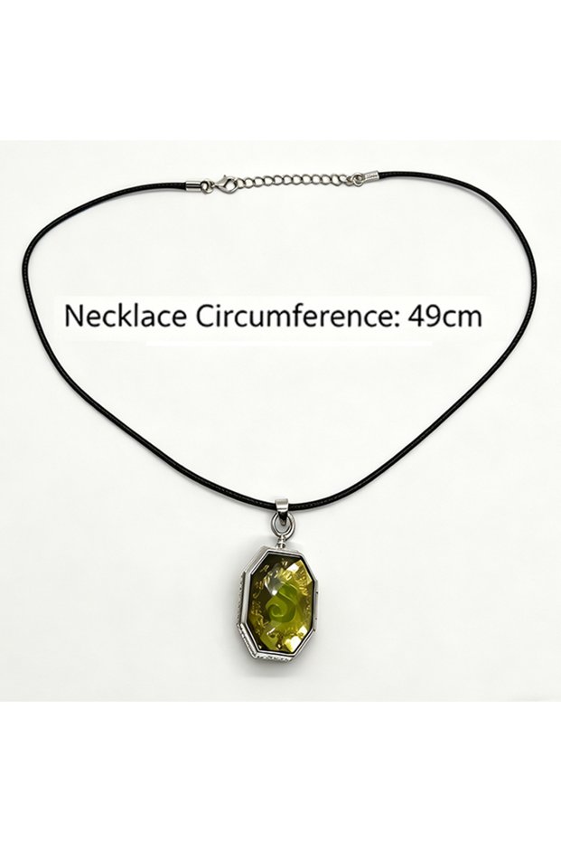 Necklace Sparkle Gem Keychain Multi-Faceted Green/Yellow Crystal Bling Metal Rim Sparkle Unique Anti